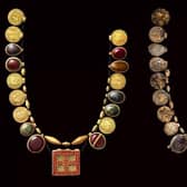 Image of a necklace from The Harpole Treasure and how it may have looked at the time