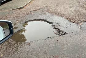 The deep pothole is in the shape of a perfect loveheart in Newport Pagnell
