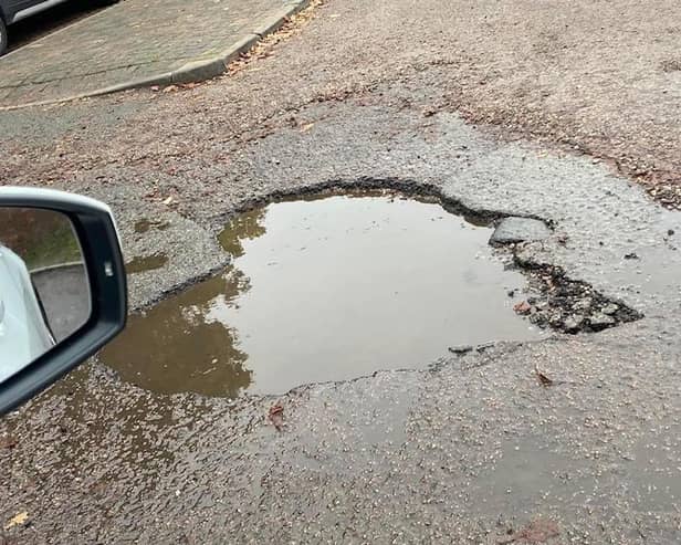 The deep pothole is in the shape of a perfect loveheart in Newport Pagnell