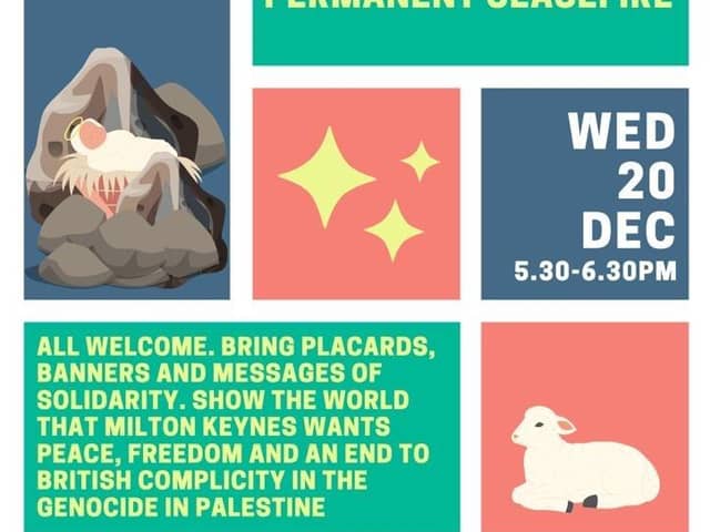 Residents are encouraged to bring placards and rubble crafted from cardboard. Image: MK Peace and Justice