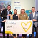 Pictured (L-R): Michelle Taylor (Aviva Broker Distribution Director), Steven Carruthers (MK Snap CEO), Fion Gavin (MK Snap Events & Community Fundraising Coordinator), Heidi Keates (Bullerwell & Co), Damon Blakey (Bullerwell & Co) and Will Greenwood MBE