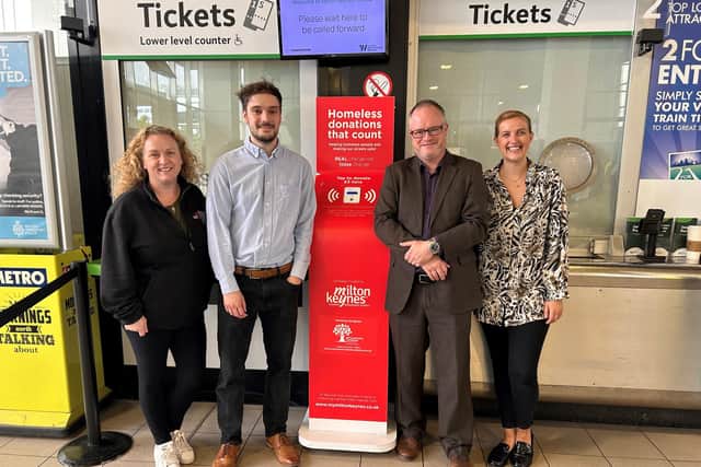 New 'tap to donate' points have been installed so people can help the rough sleepers at Central Milton Keynes