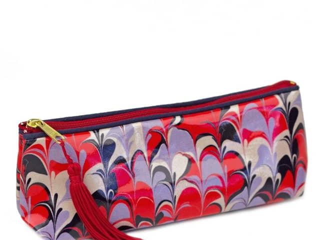 Warner Bros chose this hand-dyed silk wash bag, made by a small MK business called Whitehorn Modern Marbling to use in the new Barbie movie