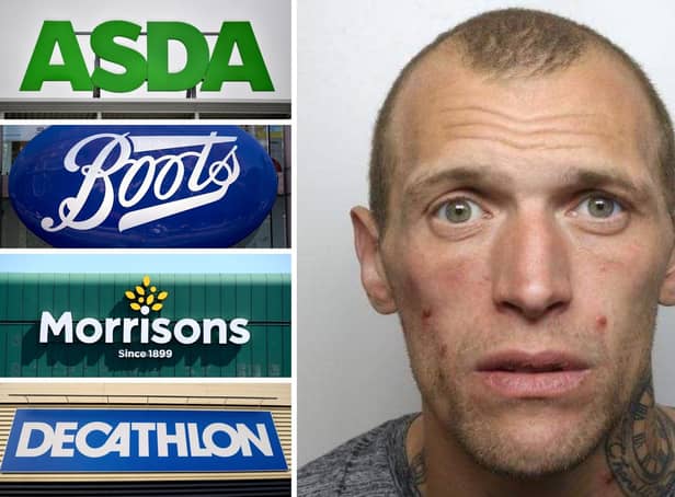 Freeman stole goods worth thousands from Morrisons, Asda, Boots and Decathlon in Northampton, Corby and Milton Keynes. Photos: Northamptonshire Police / Getty Images
