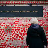 The National Covid Memorial Wall opposite the Palace of Westminster in central London