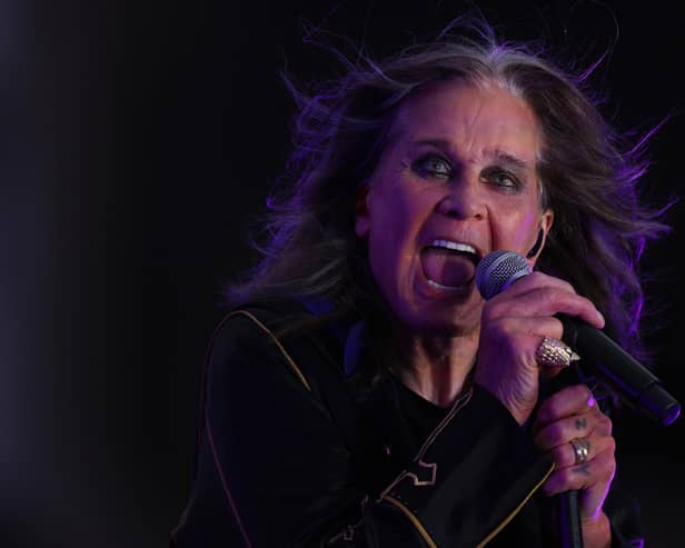 Musician Ozzy Osbourne performs during half-time of the 2022 NFL season opening game between the Buffalo Bills and the Los Angeles Rams at SoFi Stadium on September 08, 2022 in Inglewood, California. (Photo by Harry How/Getty Images)