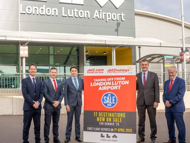 Luton Airport and Jet2 celebrate the new partnership. Picture: Duncan Jack