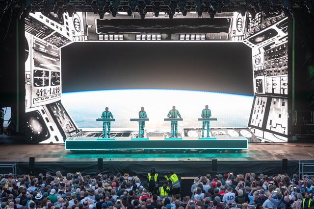Kraftwerk on stage at The National Bowl in Milton Keynes on Sunday, June 22, 2025. Photo by David Jackson.