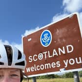 Lynn cycling into Scotland