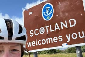 Lynn cycling into Scotland