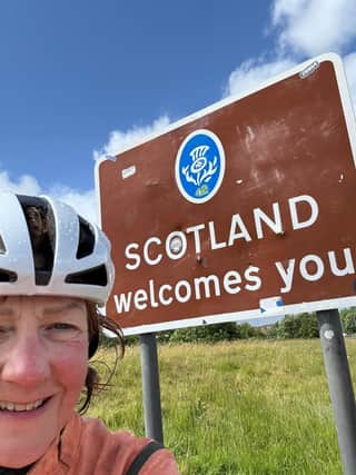 Lynn cycling into Scotland