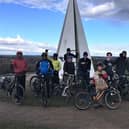 Some of the winners pictured at the Light Pyramid in Campbell Park
