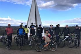 Some of the winners pictured at the Light Pyramid in Campbell Park