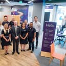 Bruce Fletcher, NatWest group chief risk officer (centre), meets staff from the new Milton Keynes banking hub