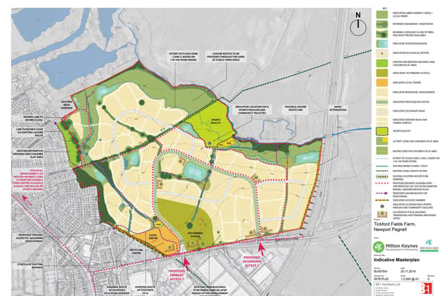 This is the masterplan or Tickford Fields Farm, a new development of 930 homes to the east of Newport Pagnell
