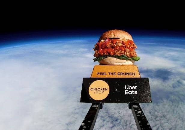 The Volcano burger that Callum blasted into space