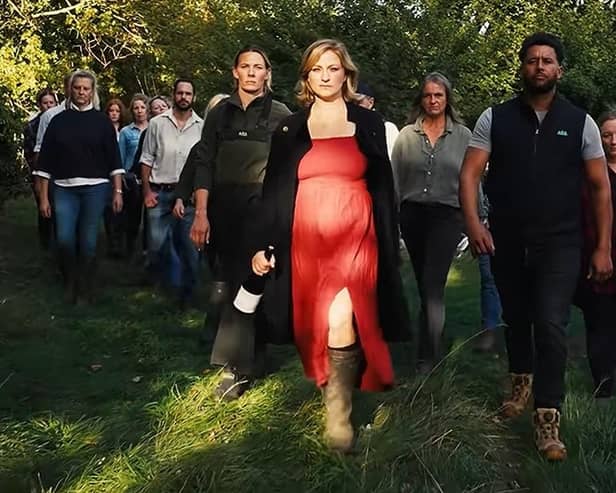 Richard Heady, left wearing white shirt, who farms near Milton Keynes, featured in the video for the Hawkstone Farmers Choir's latest single Absolution