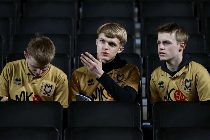 MK Dons supporters await kick off prior to the Sky Bet League One match between Milton Keynes Dons and Oldham Athletic at StadiumMK on February 7, 2017.