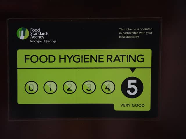 A food hygiene rating of 5 means hygiene standards are very good
