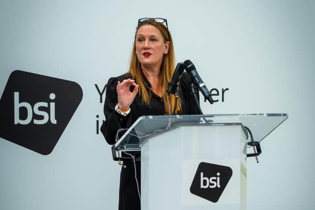 Emily Darlington MP taking the stand at the Sustainability Showcase event