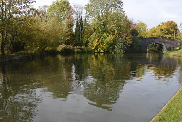 Craters were left either side of this canal bridge at Great Linford