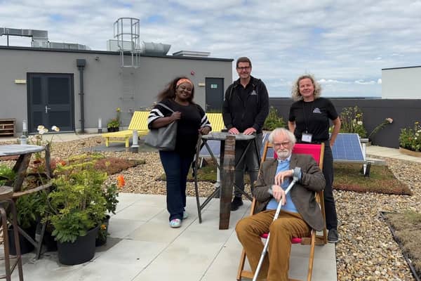 Councillors visit the green roof on the YMCA building at Central Milton Keynes