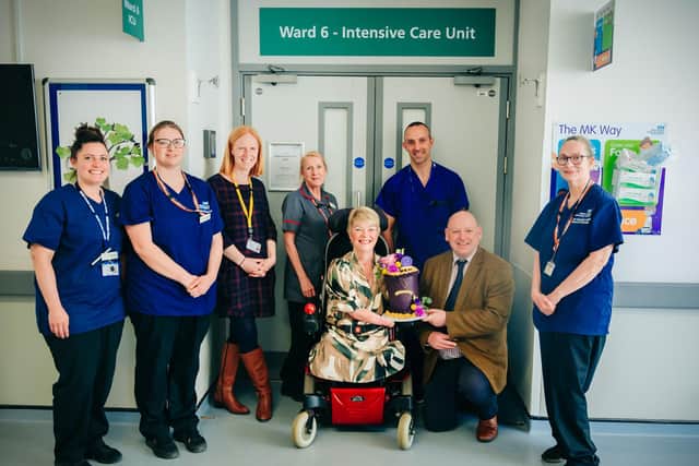 This week, five years on, Kim returned to MK hospital to say thank you