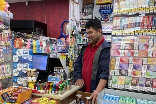 Raj in his Londis store on Galley Hill