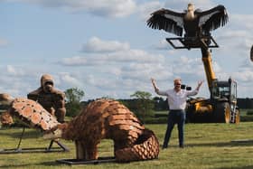 Joe pictured with some of the sculptures