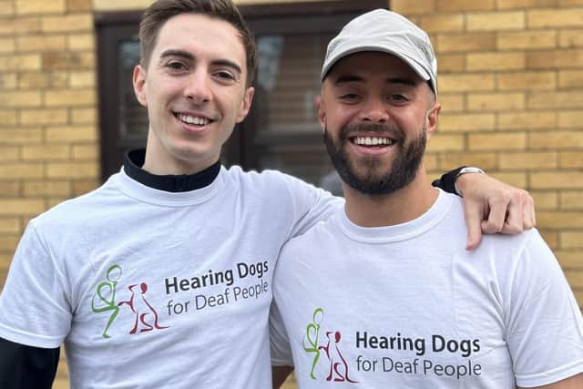 Adam and Dan preparing for their marathon challenge.