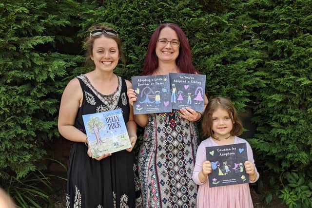 Holly Marlow (centre) with her daughter Zoe and sister Suzy Garland, who both helped her illustrate her books
