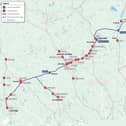 Map shows the proposed East West Rail route announced today (26/5)