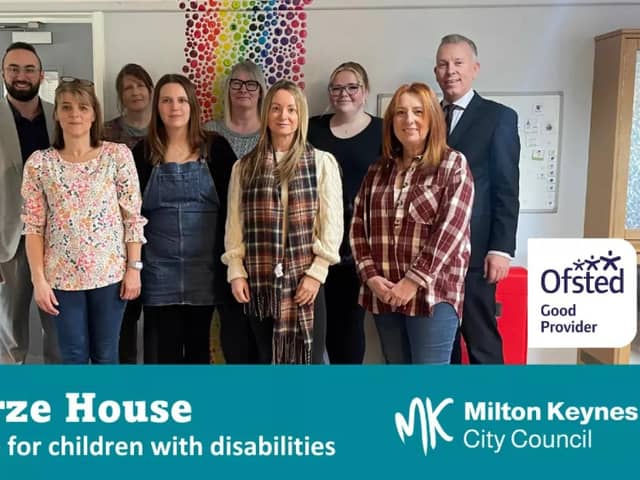 Cllr Joe Hearnshaw  with Mac Heath alongside the team at Furze House in Milton Keynes