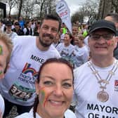 Mayor Mick Legg right, pictured with Odette Mould and runners who took part in a half marathon for Harry's Rainbow charity