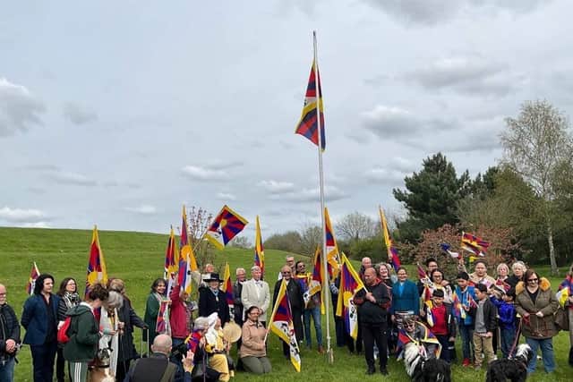 Tibetan national flag flies in MK