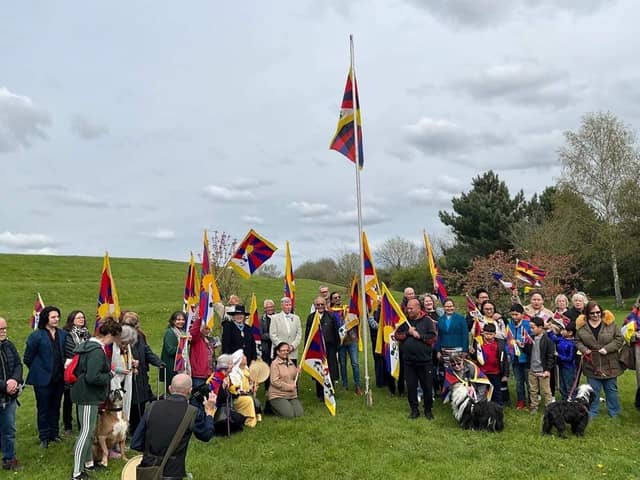 Tibetan national flag flies in MK