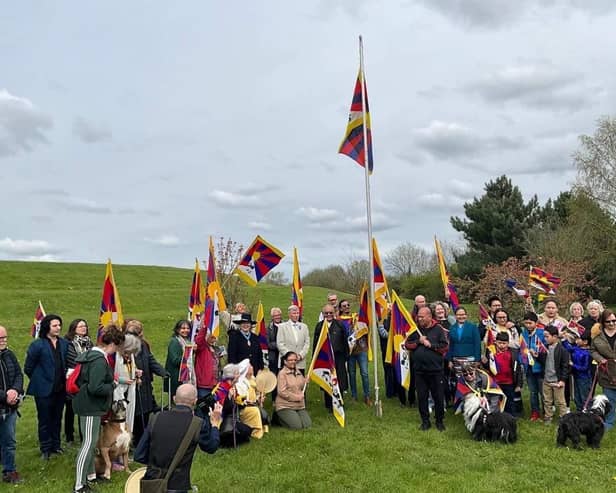 Tibetan national flag flies in MK