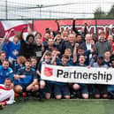 England footballing heros John Stones and Peter Shilton attended the 2023 Partnership Trophy