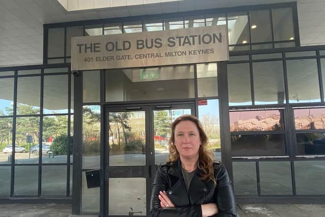 Labour's Cllr Emily Darlington outside the Old Bus Station homeless shelter at CMK