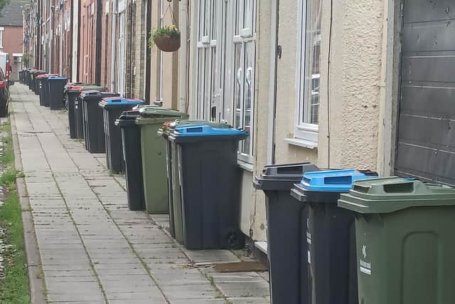This was the scene in a New Bradwell street during the wheelie bin trial in MK