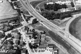 Netherfield (in the background) and Tinkers Bridge in 1974, as building work was nearing completion