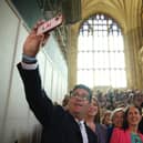 Andy Burnham takes a selfie with Labour MPs after being sworn in as an MP - Milton Keynes MP Chris Curtis has backed Mr Burnham to be the party's next leader after Sir Keir Starmer's resignation. Pic: Dan Kitwood/Getty Images