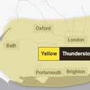A yellow weather warning for thunderstorms, which covers Buckinghamshire, has been issued by the Met Office and is valid for Thursday July 31
