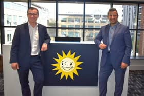 MERKUR Casino bosses Mark Schertle and Egemen Coskun at the opening of the new headquarters in Milton Keynes