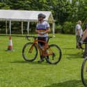Riders crossing the finish line at the North Bucks Bike Ride.