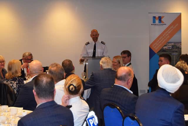 Chief Constable Jason Hogg addresses his audience in MK
