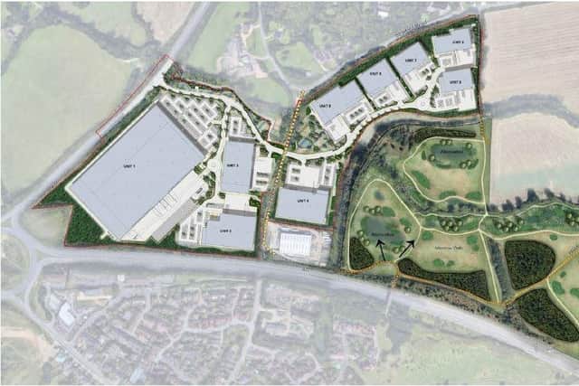 The site for the proposed warehouse development in Old Stratford is huge