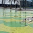 Paint is already peeling off the Walk With Your Dreams artwork, which was installed outside Milton Keynes Central railway station last year