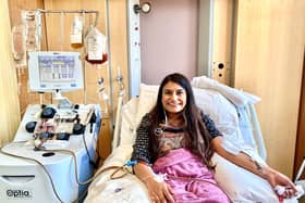 Poonam Shah in hospital during the stem cell donation process