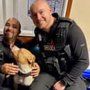 The police officers really bonded with the dog they rescued from being abused at the centre:mk